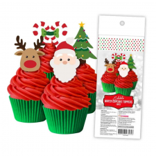 Wafer Paper Cupcake Topper - Christmas
