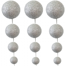 Topper - Balloon Bunch - Silver Glitter (pack 12)